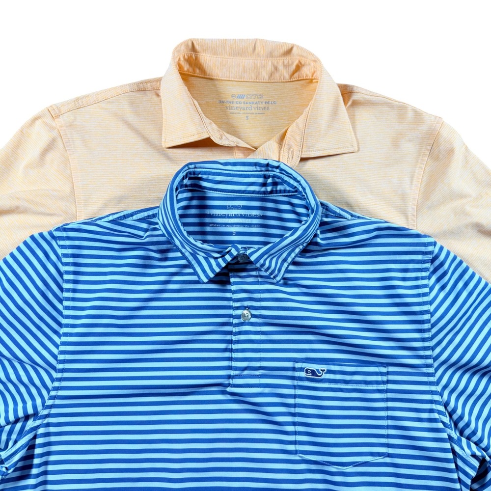 Vineyard Vines performance Polo Shirt Bundle mens Small Orange Blue preppy golf